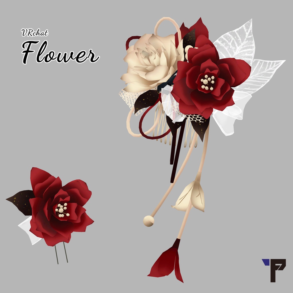 【VRChat用】花髪飾り