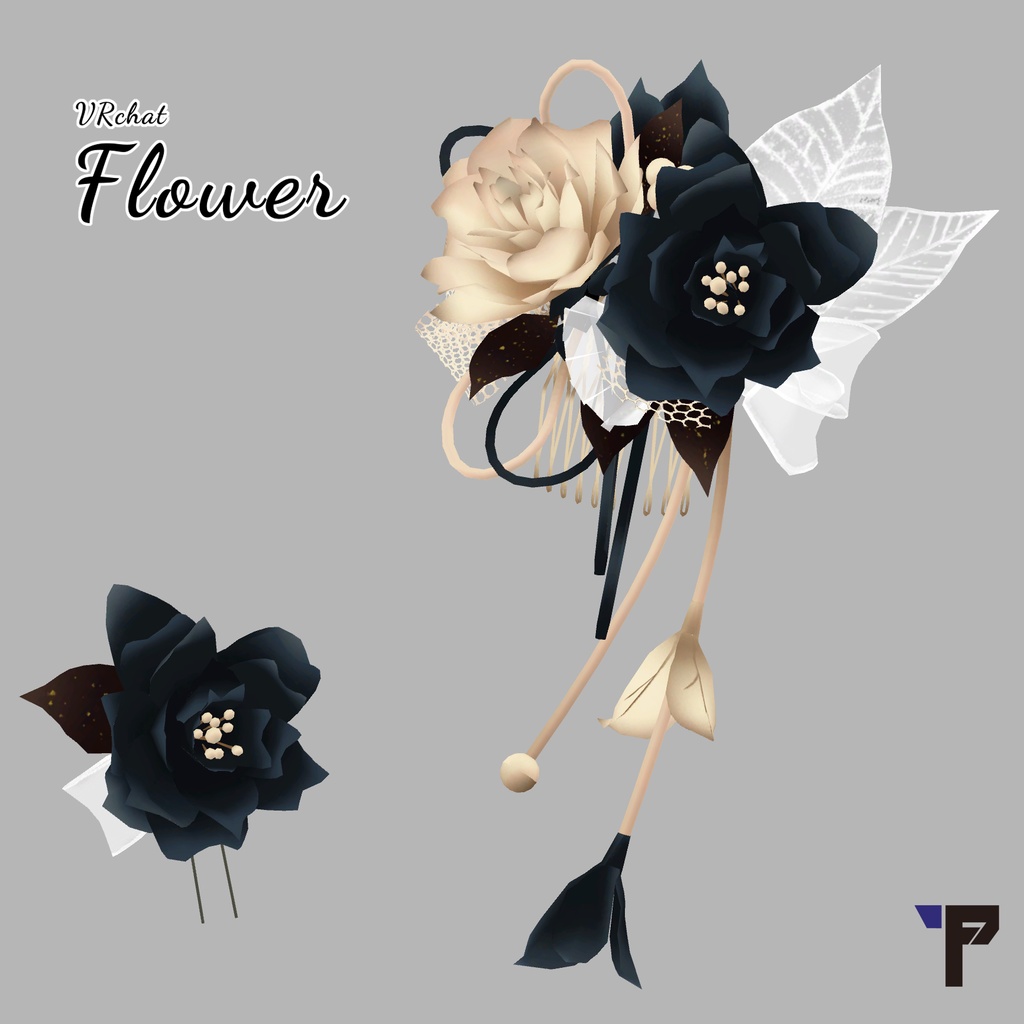 【VRChat用】花髪飾り