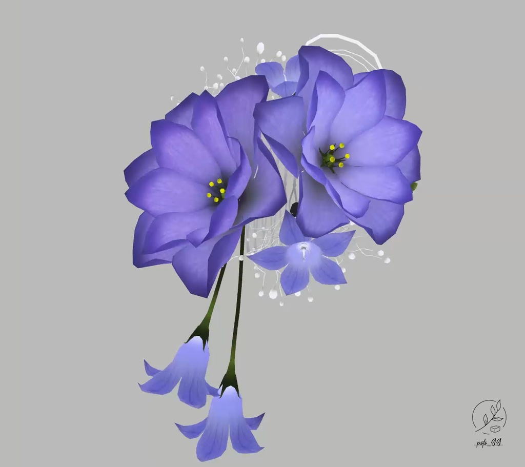 【VRChat用】キキョウ花飾り