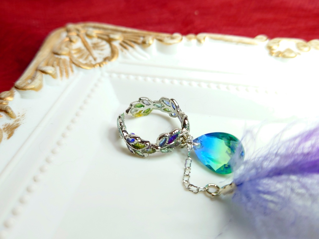 【ラキオイメージ】Swallow【イヤーカフ】銀色×青緑グラデ