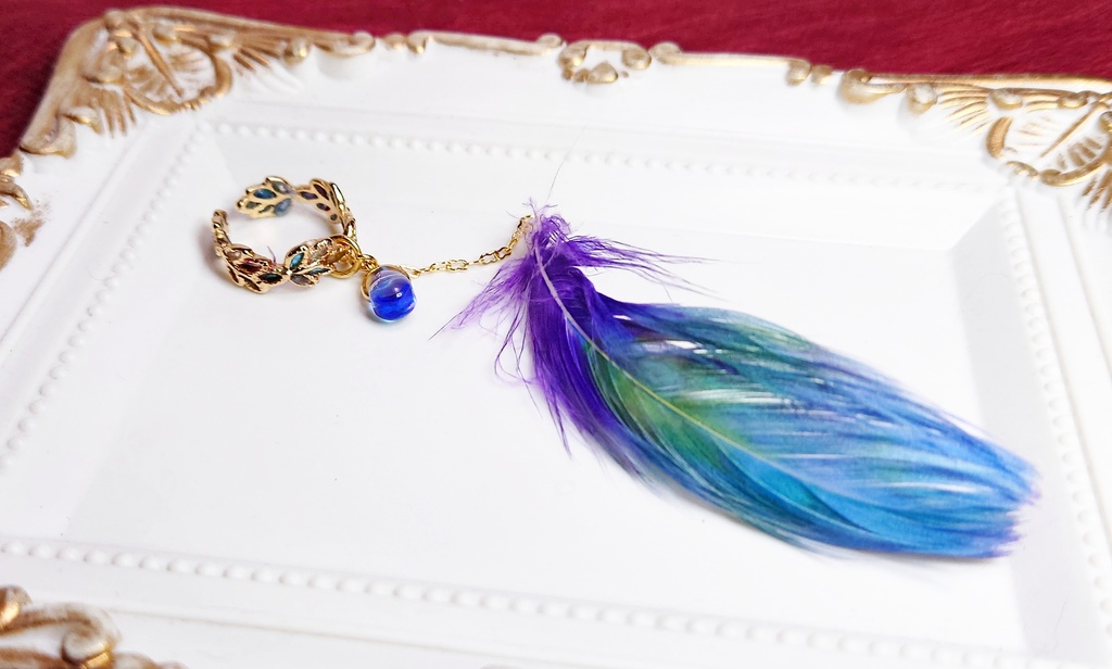 【ラキオイメージ】Swallow【イヤーカフ】金色×青紫ドロップ