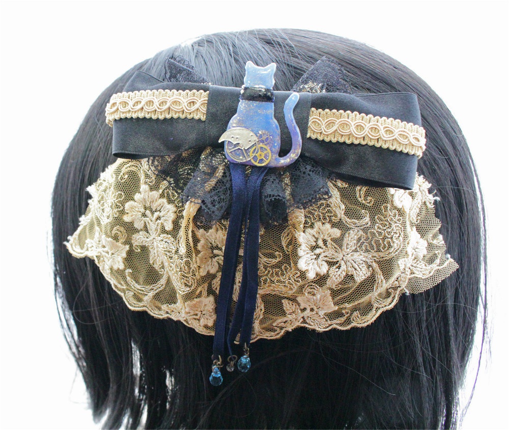 歯車猫の物憂いヘアクリップ