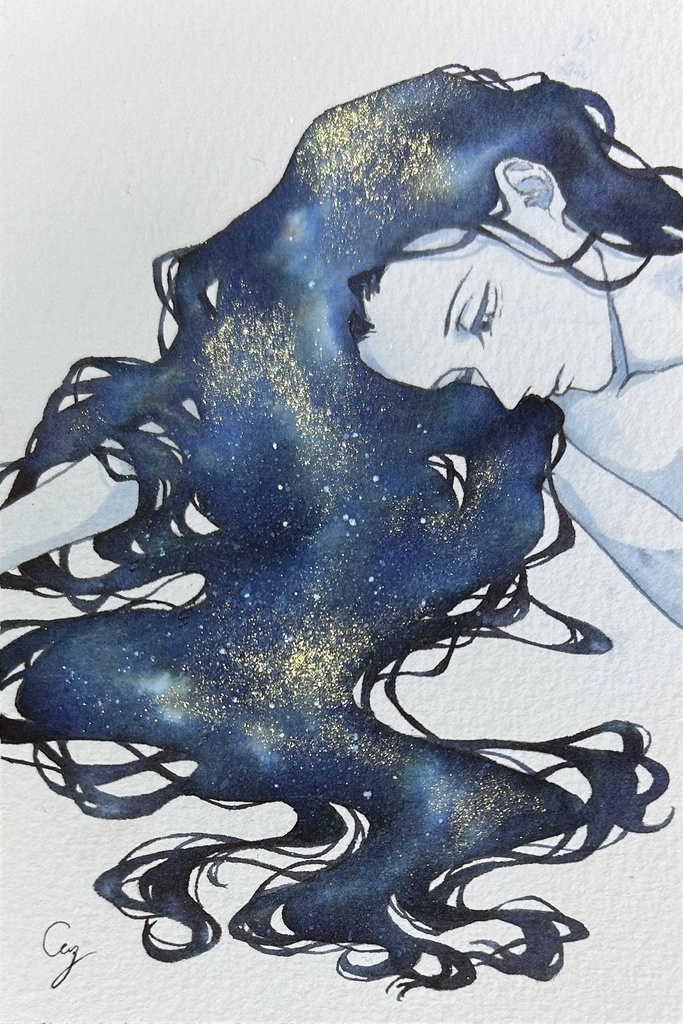 インクイラスト原画-星迎-