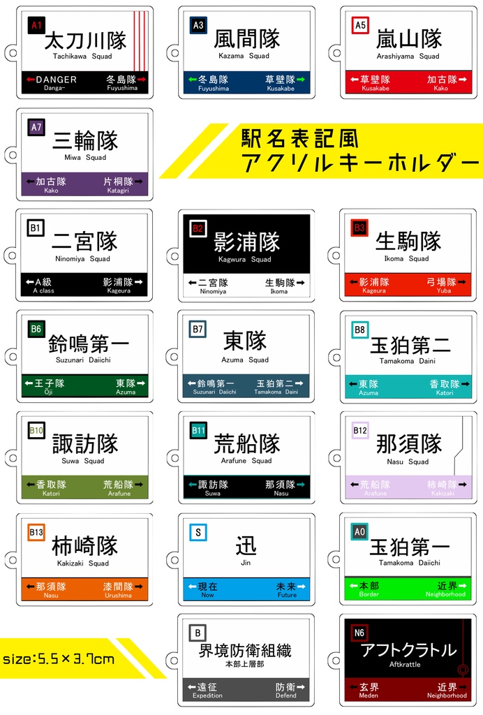 駅名風アクリルキーホルダー