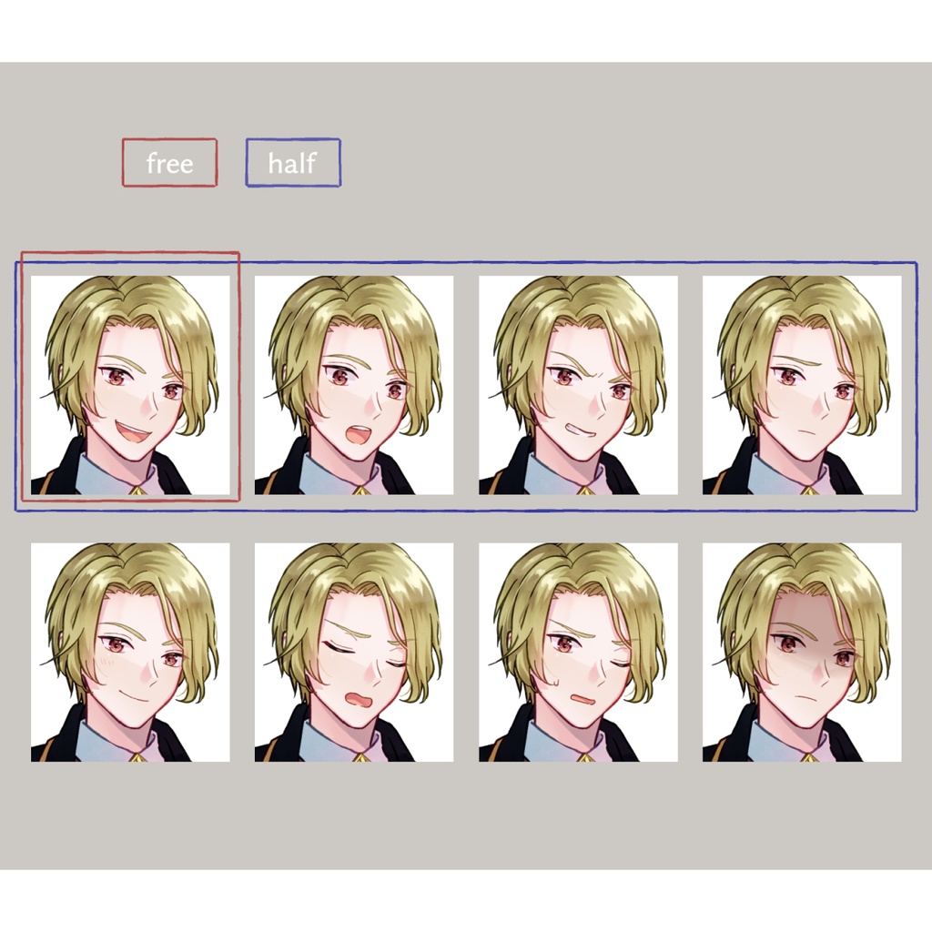 【無料版あり】優雅な金髪青年/衣装3種【adopt35】