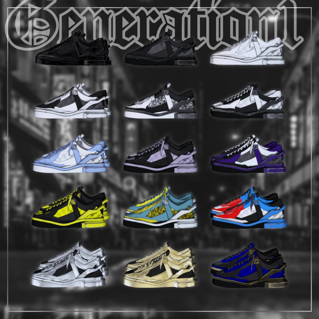 BLANK-BLAKTION スニーカー【6アバター対応】#fillinthe_BLANK_