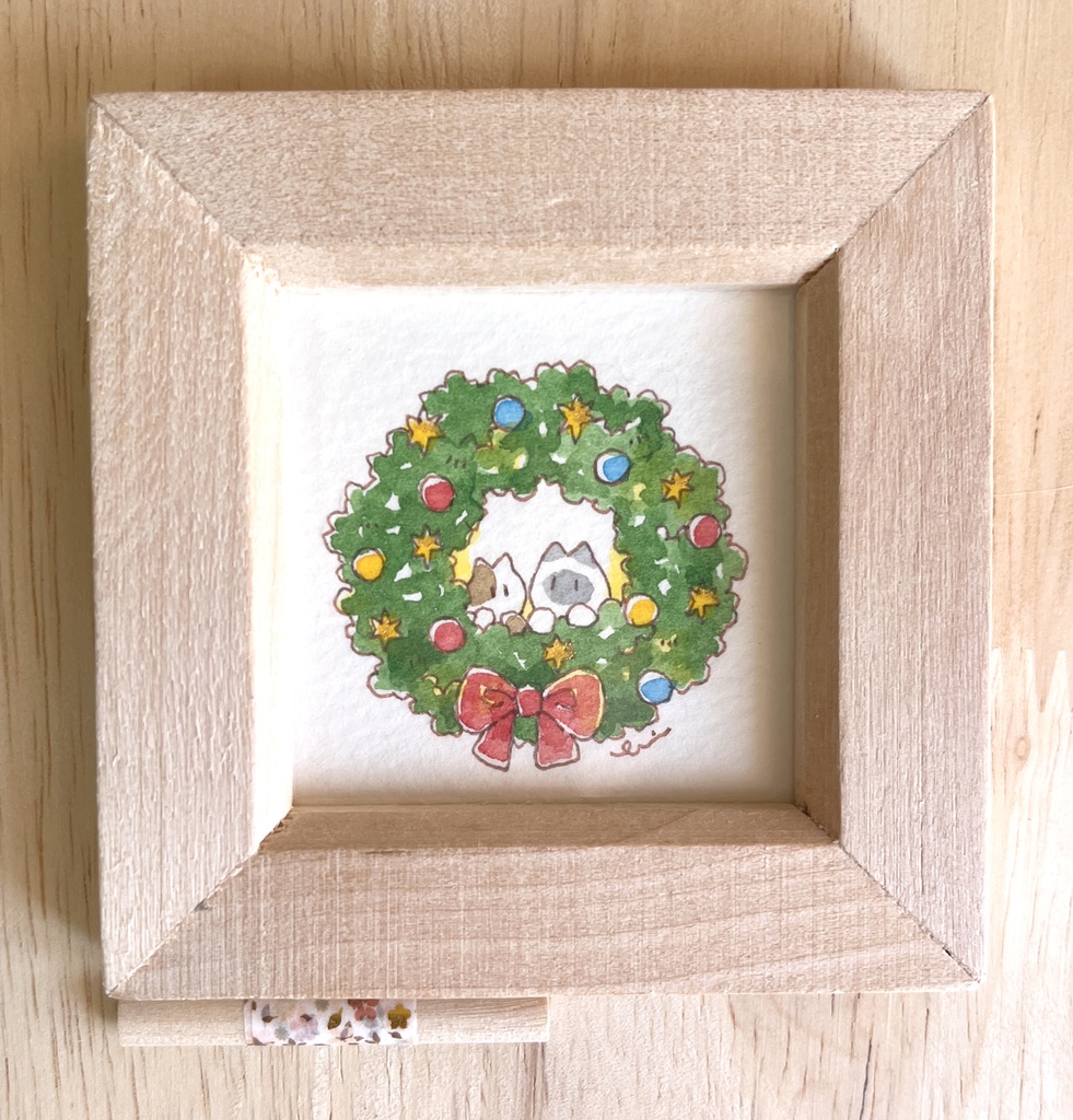 【 原画 】2人とクリスマスリース