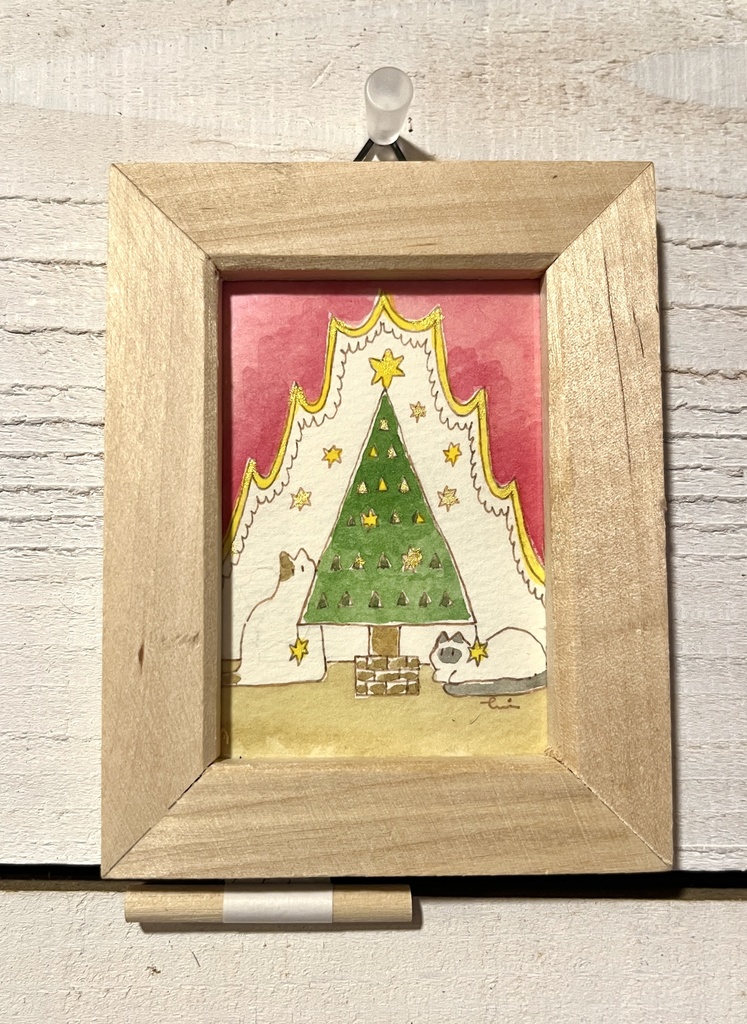 【 原画 】ツリーと猫ちゃん