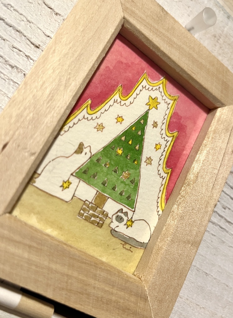 【 原画 】ツリーと猫ちゃん