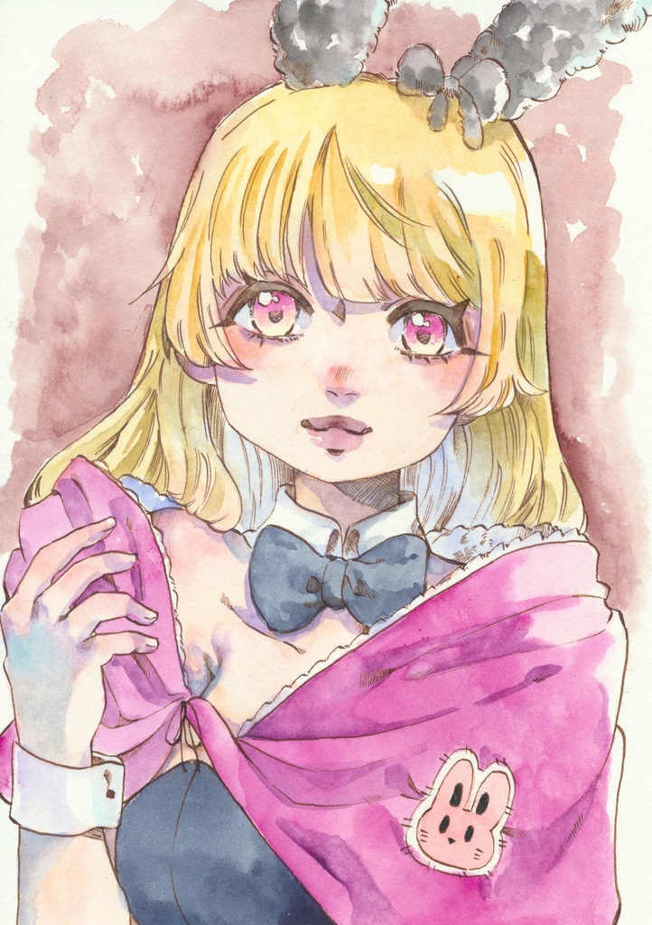 透明水彩原画あったかバニー【ラヴィ】