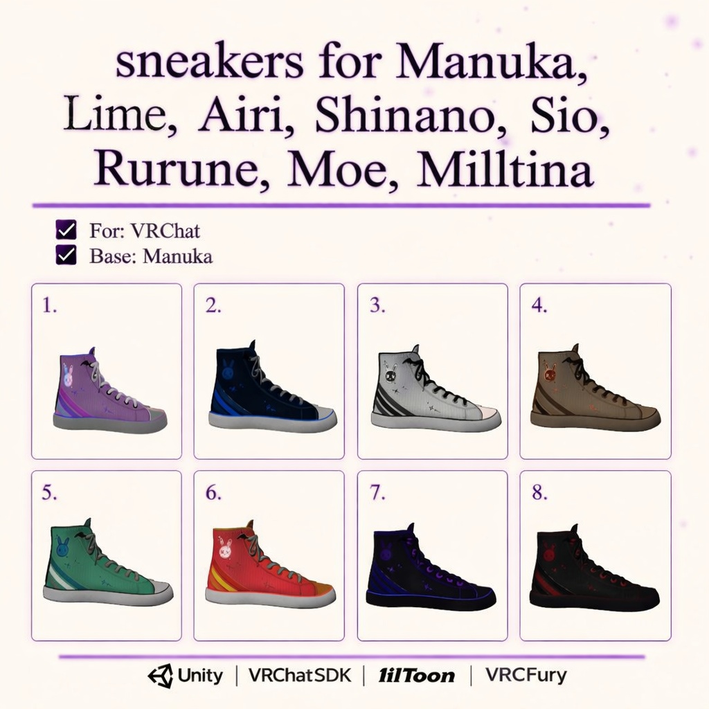 Converse sneakers for Avatar Manuka, Lime, Airi, Shinano, Sio, Rurune, Moe, Milltina