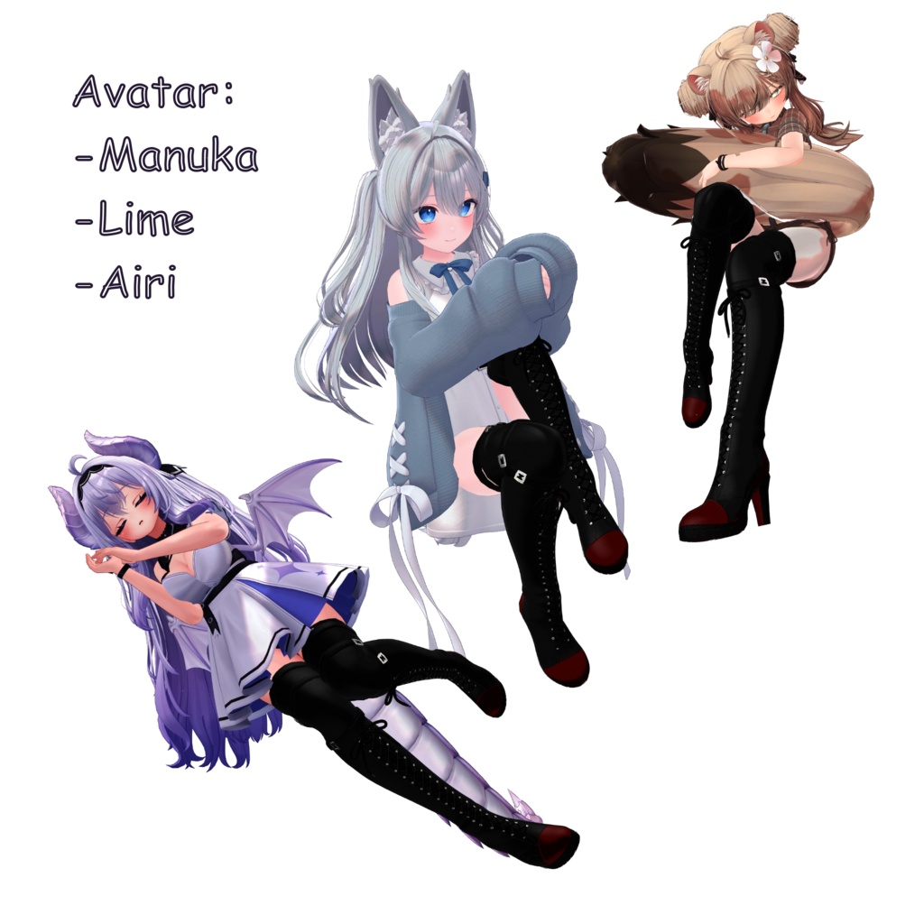 Boots for Avatar Manuka, Lime, Airi, Shinano, Sio, Rurune, Moe, Milltina and Rindo