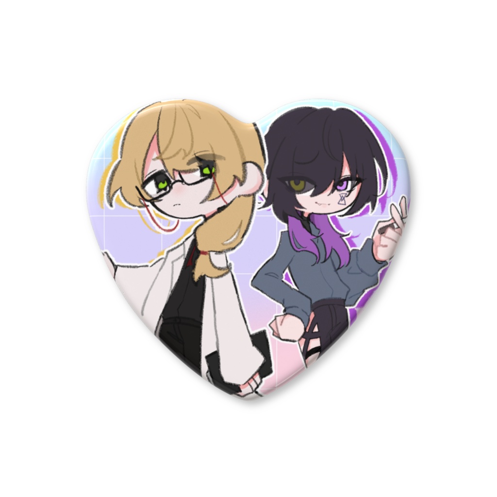 シュガー&一ノ瀬 ハート缶バッチ