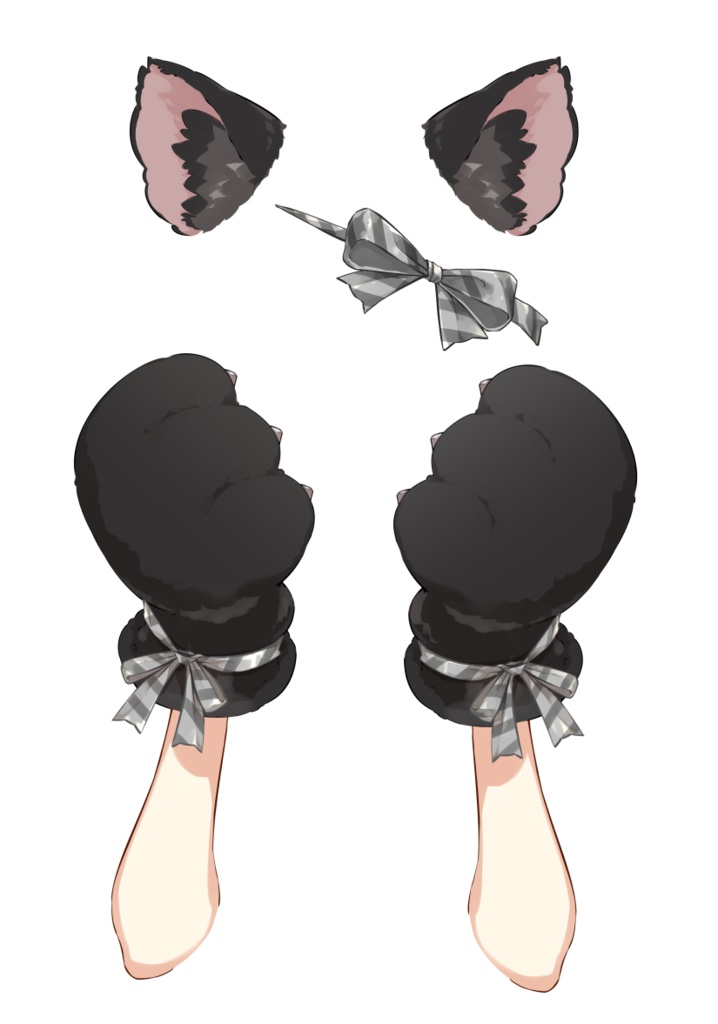 なりきりネコセット白黒(PNG・PSDデータ)