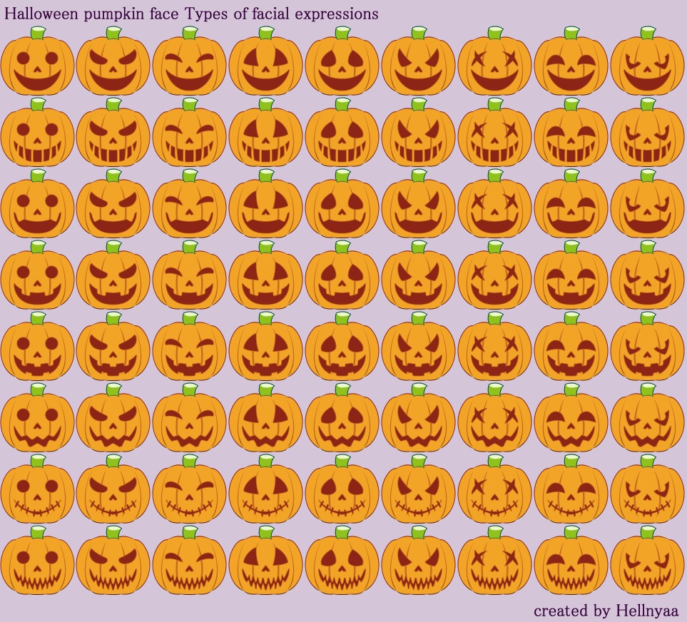 【ハロウィン🎃Halloween】かぼちゃ表情スタンプ72種