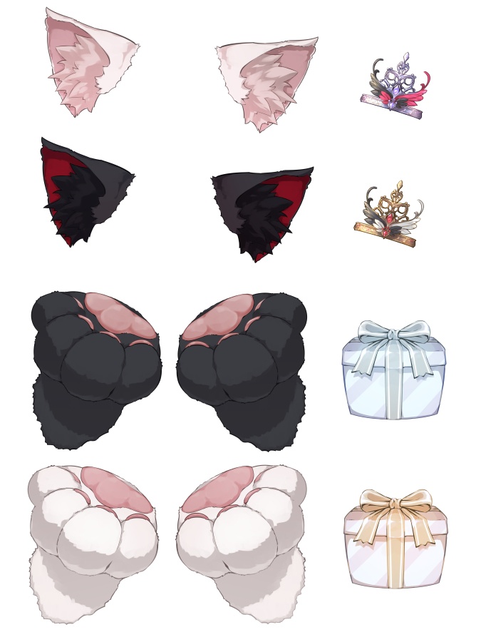 なりきりネコセット2025白黒(PNG・PSDデータ)