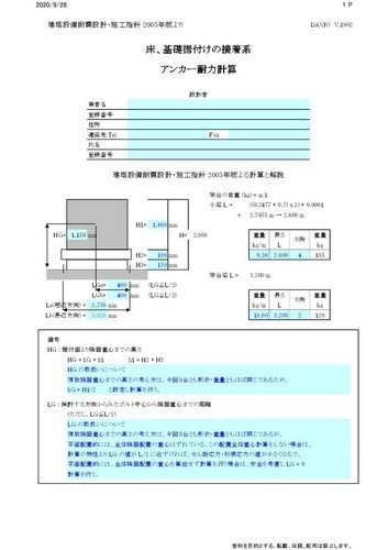 床、基礎据付けの接着系アンカー耐力計算C
