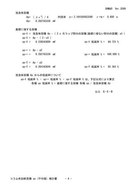 コラム有効断面積 ap (平均値) 検討E