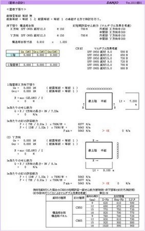 枠組工法頭つなぎ、床剛性等の計算