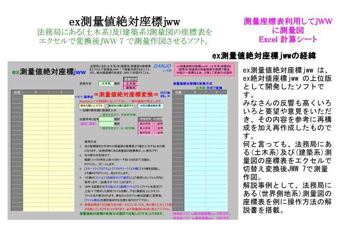 ex測量値絶対座標jww