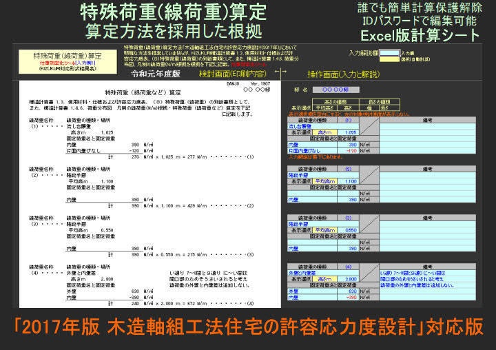 特殊荷重(線荷重)算定