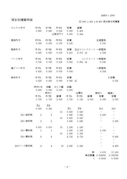 雨水排水桝積算C