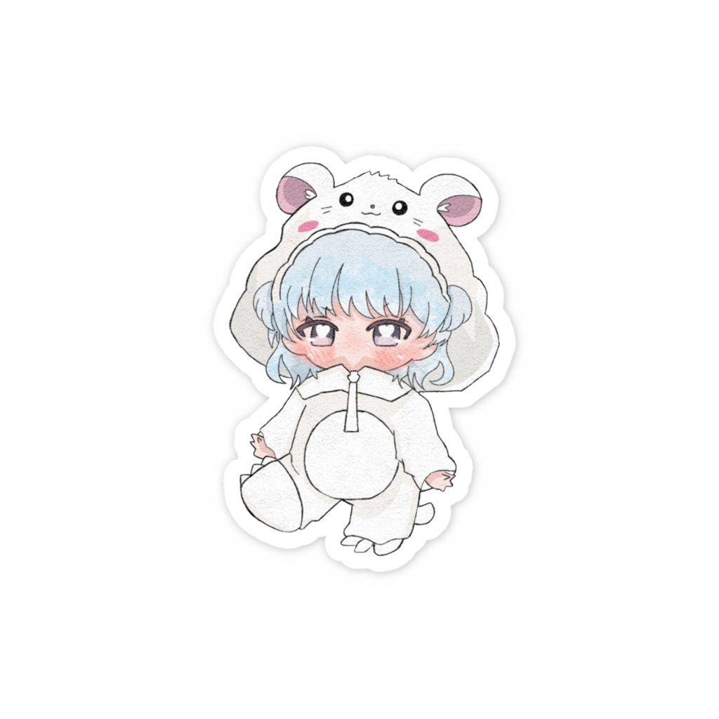 SDイラスト(着ぐるみ-真顔) スマホステッカー Ver.