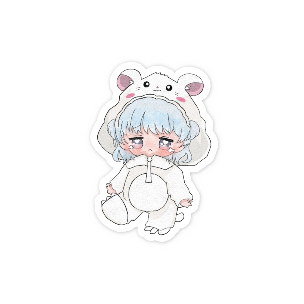 SDイラスト(着ぐるみ-泣顔²) スマホステッカー Ver.