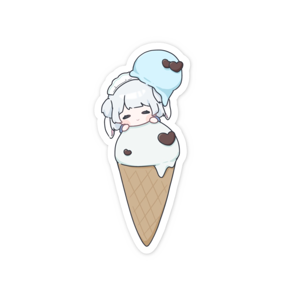 SDイラスト(アイス-´∨`) スマホステッカー Ver.
