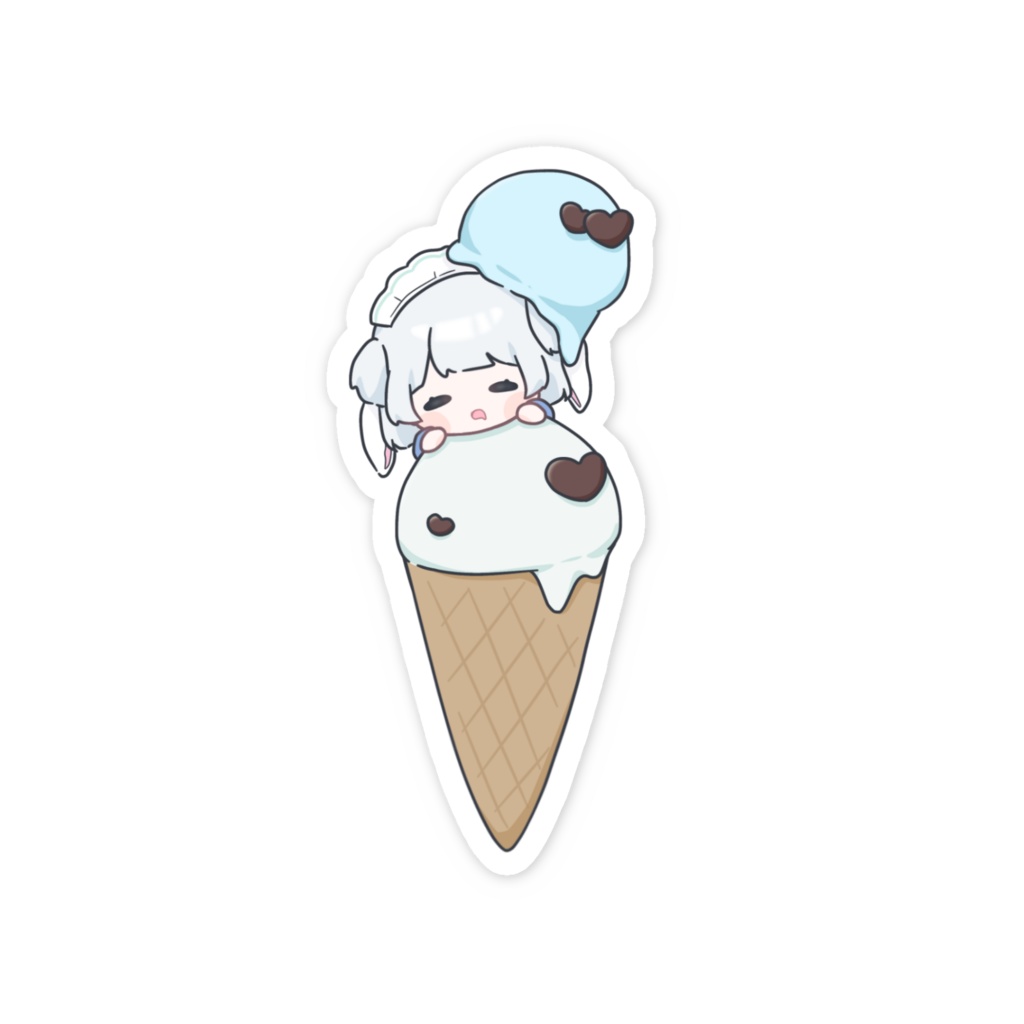SDイラスト(アイス-´﹃`) スマホステッカー Ver.