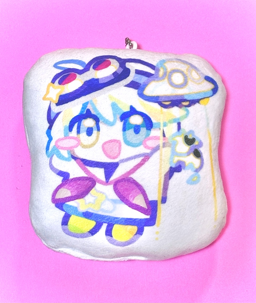 プリントクッションキーホルダー（グレイ）