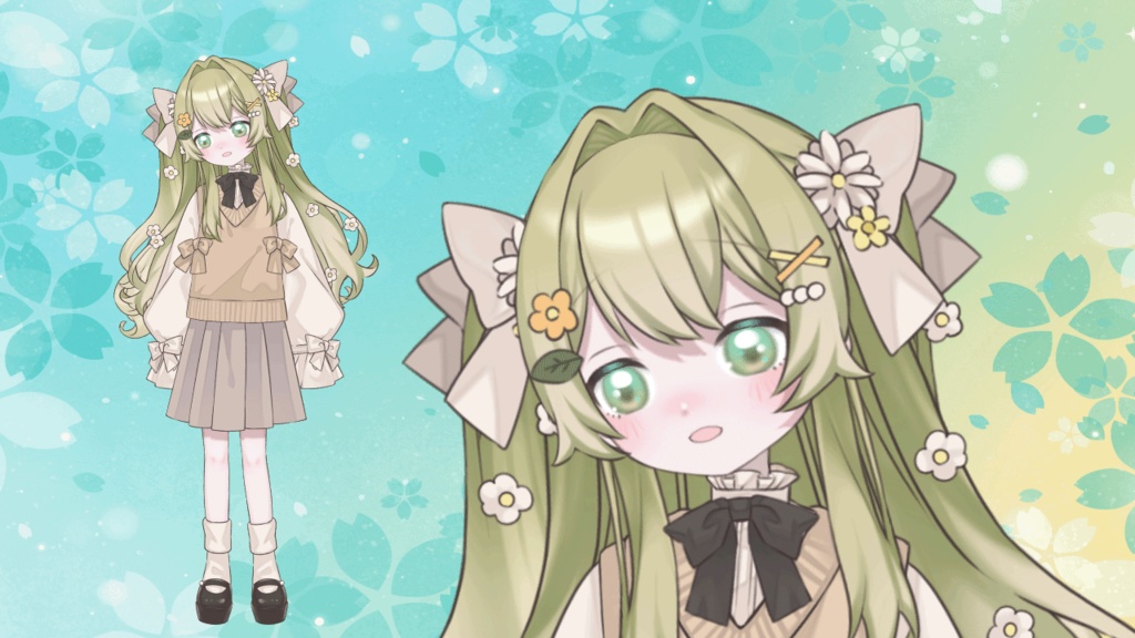 live2dモデル_VTS専用_汎用グリーンちゃん