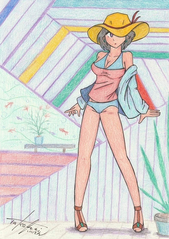 黄色い夏帽子(原画・一点もの)