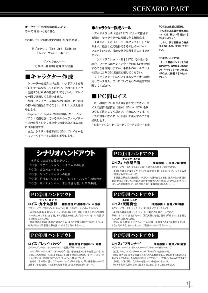 【DX3】オリジナルシナリオ『New World Order』