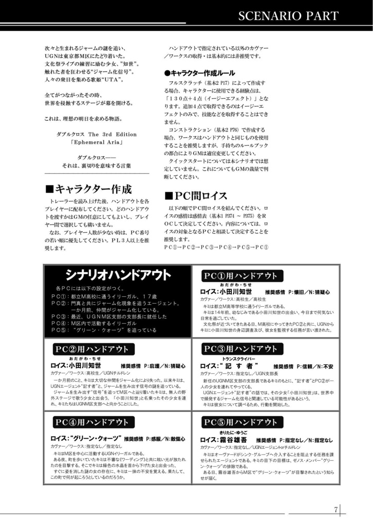 【DX3】オリジナルシナリオ『Ephemeral Aria』