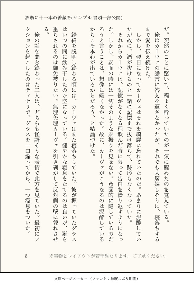 小説:酒瓶に十一本の薔薇を