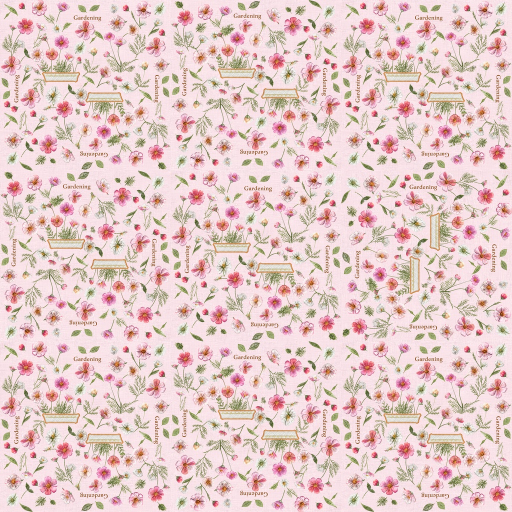 秋の小花便り コスモスと小菊の刺繍風デジタルペーパー