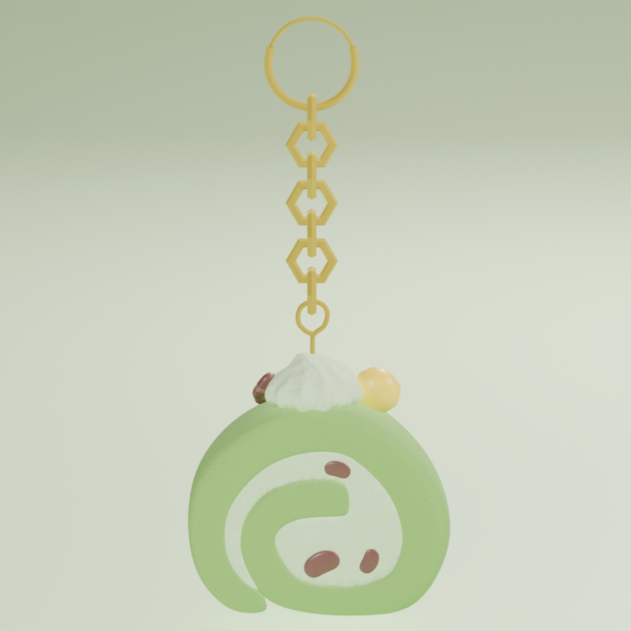 VRChat用抹茶ロールケーキ【イヤリング・ピアス等に】