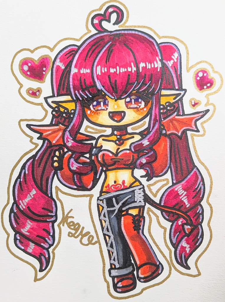 アナログイラスト原画(アクリルマーカーペン、アクリルガッシュ)