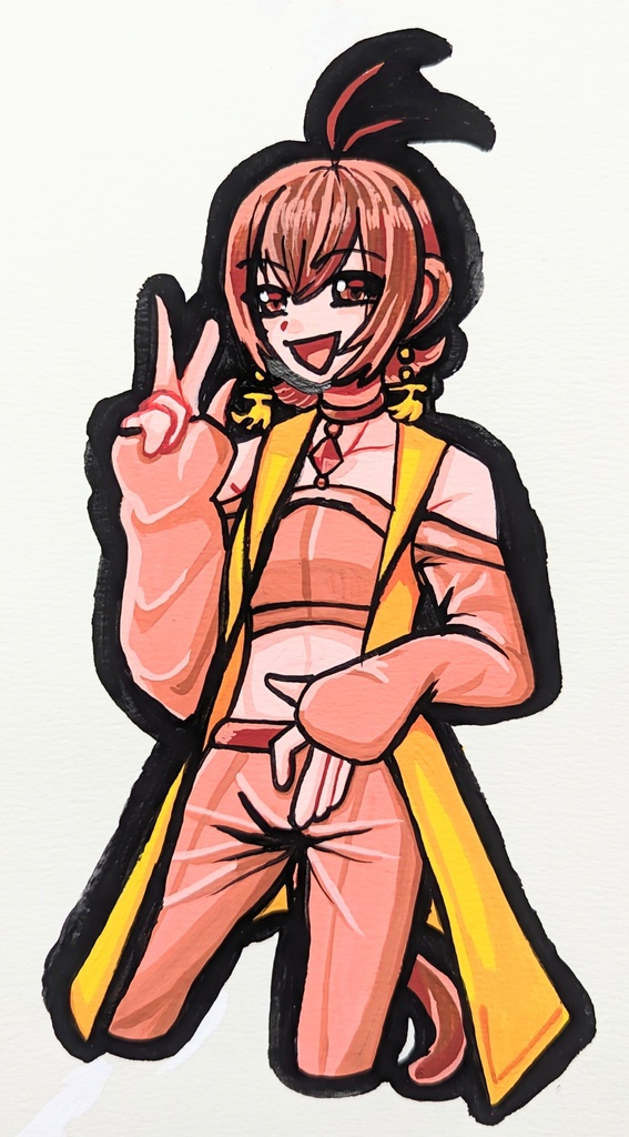 アナログイラスト原画(アクリルマーカーペン、アクリルガッシュ)