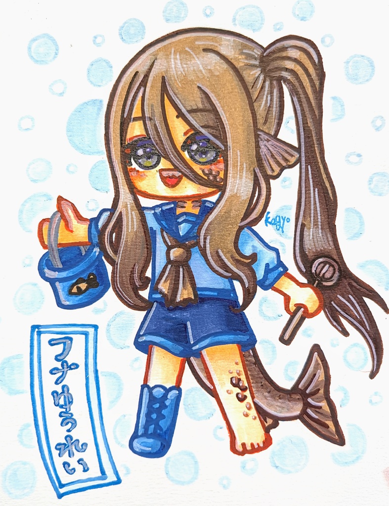 アナログイラスト原画(アクリルマーカーペン、アクリルガッシュ)