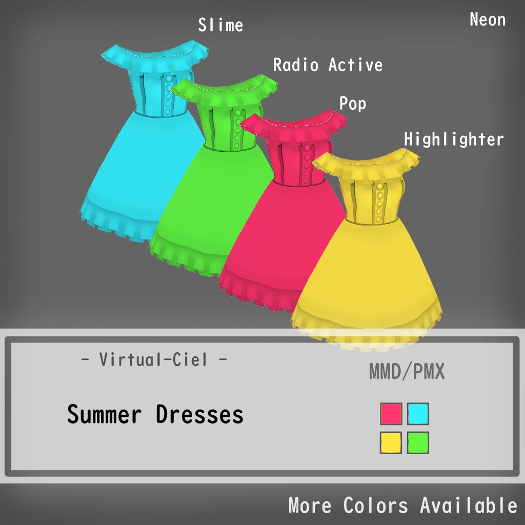Summer Dress [1] - Neon [MMD/.pmx]