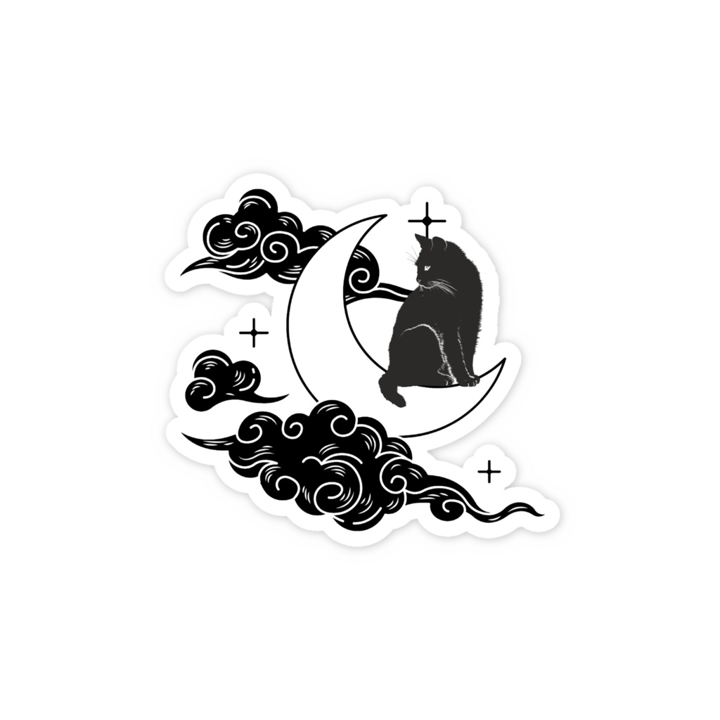 三日月と黒猫(Black✕White)大小