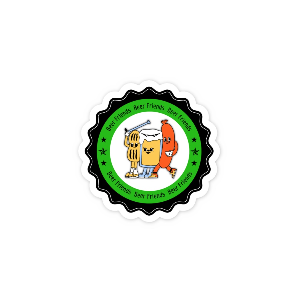 ビールとお供たち 王冠ステッカー(大小)