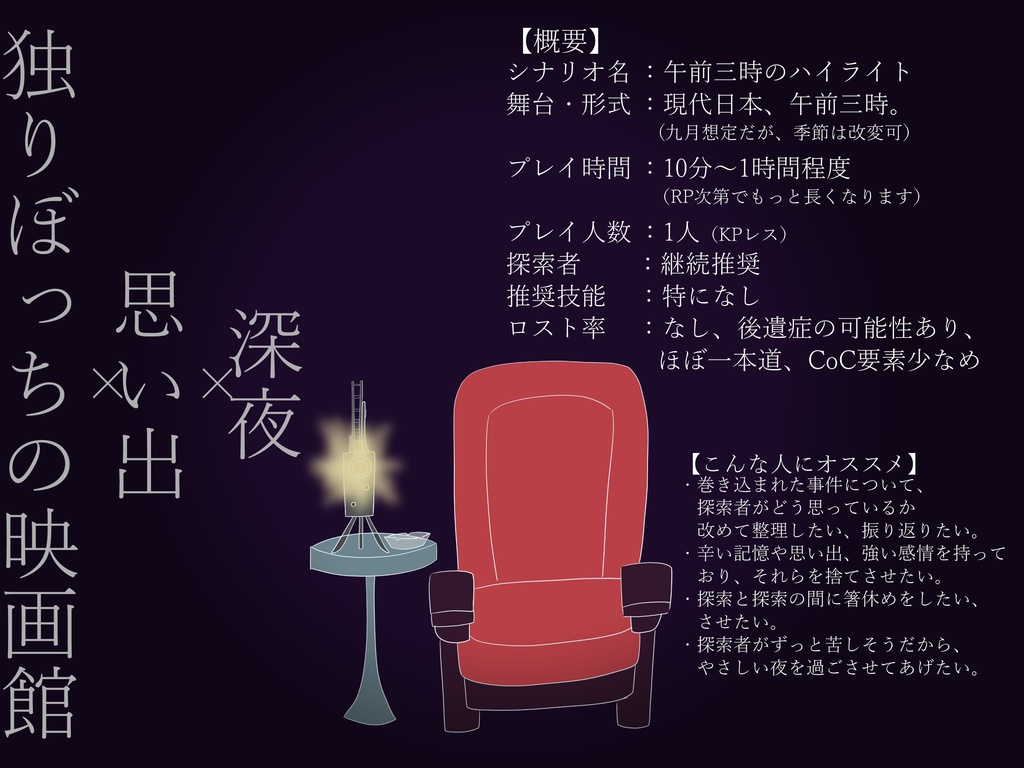 【無料配布】【CoC】午前三時のハイライト