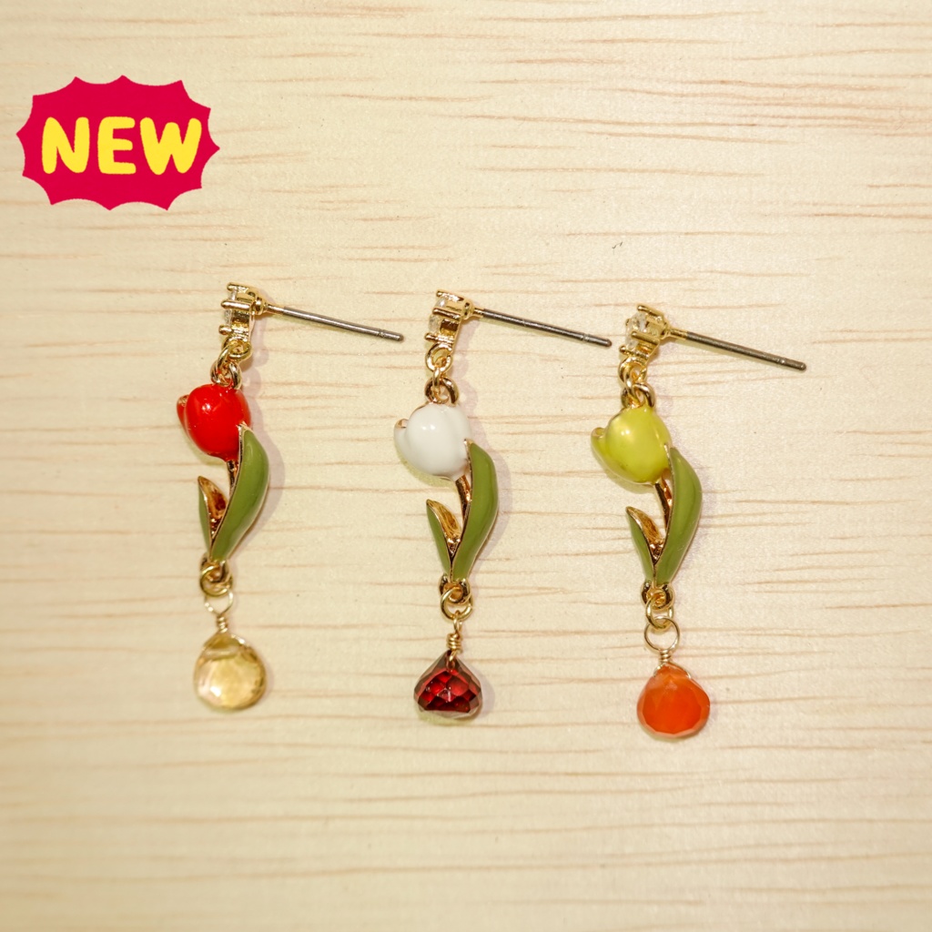球根付きチューリップピアス