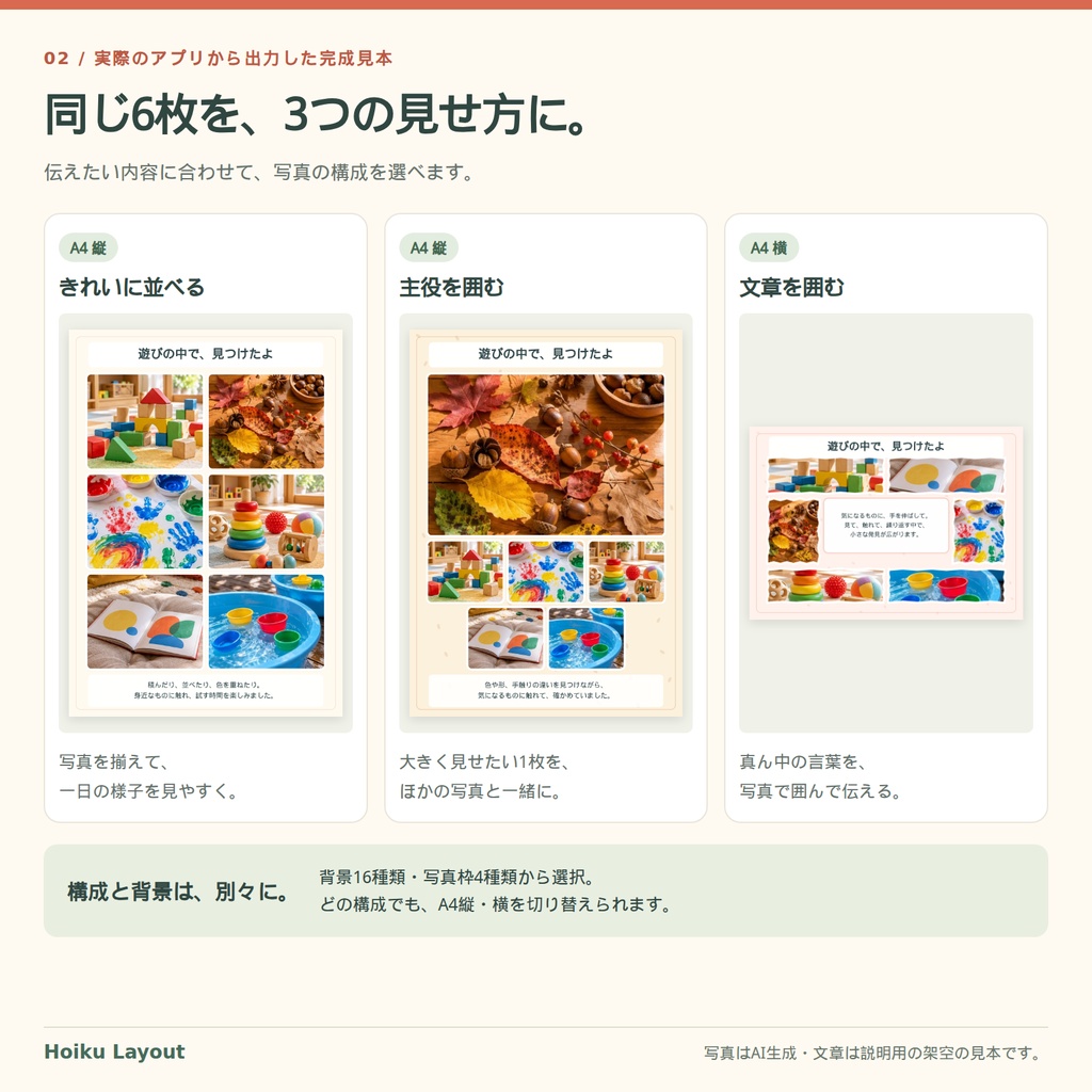 Hoiku Layout|保育者向け写真掲示レイアウトツール【個人利用版】