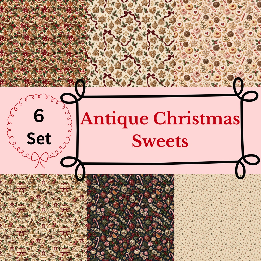 クリスマス柄デジタルペーパー/Antique Christmas Sweets