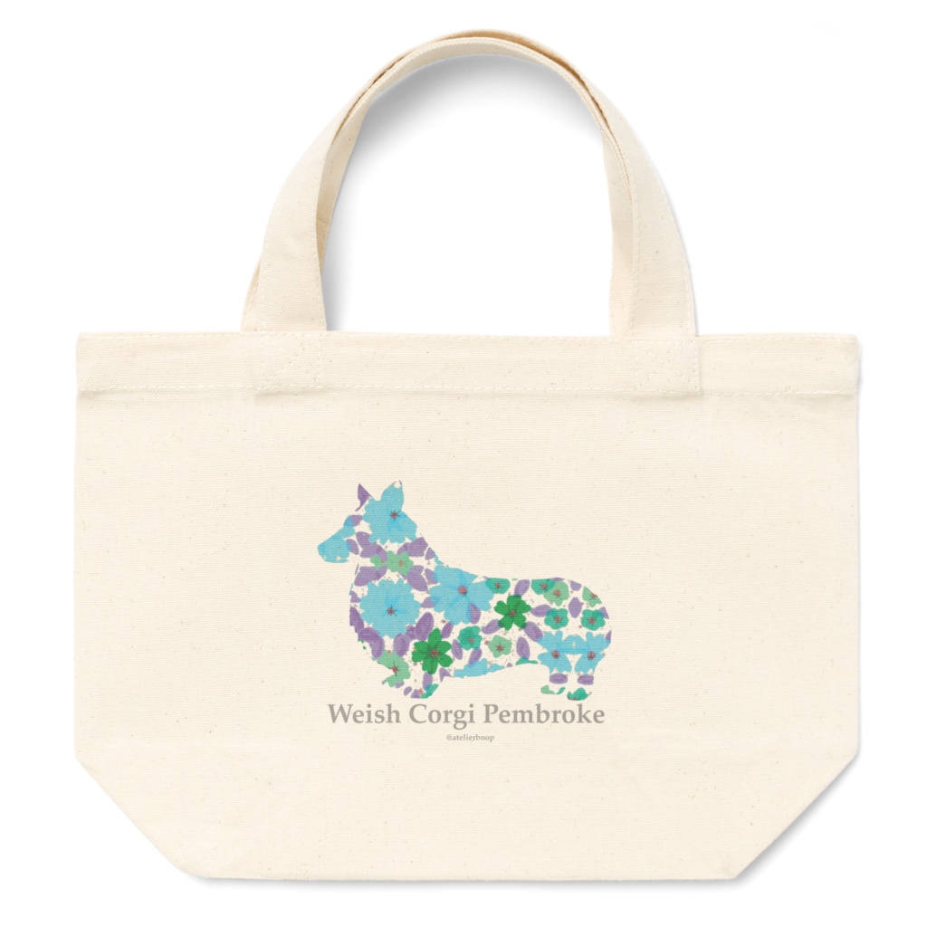 花ワンコ　トートバッグ　コーギー