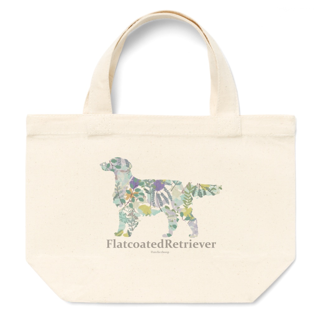 花ワン ボタニカル フラットコーテッドレトリバー トートバッグ